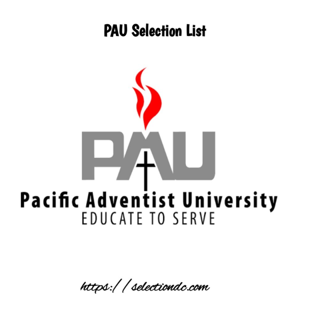 PAU Selection List 2026 PAU Selection List 2026